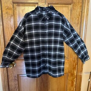 Black and White Plaid Button-Up Shirt